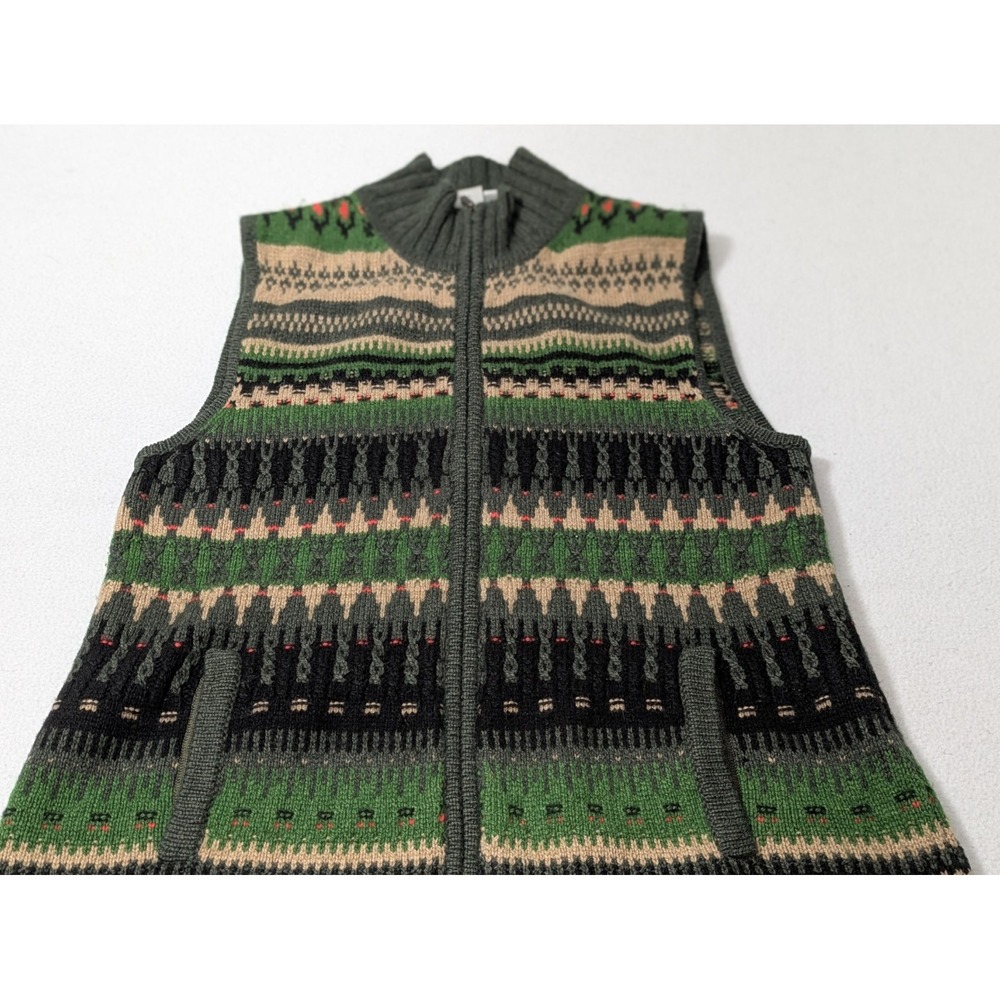 Worth 100% Cashmere Fair Isle Nordic Full Zip Sweater Vest Medium Grandmacore
